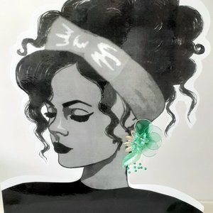 Vintage 1970s Green Bead and Mesh Pierced Earrings